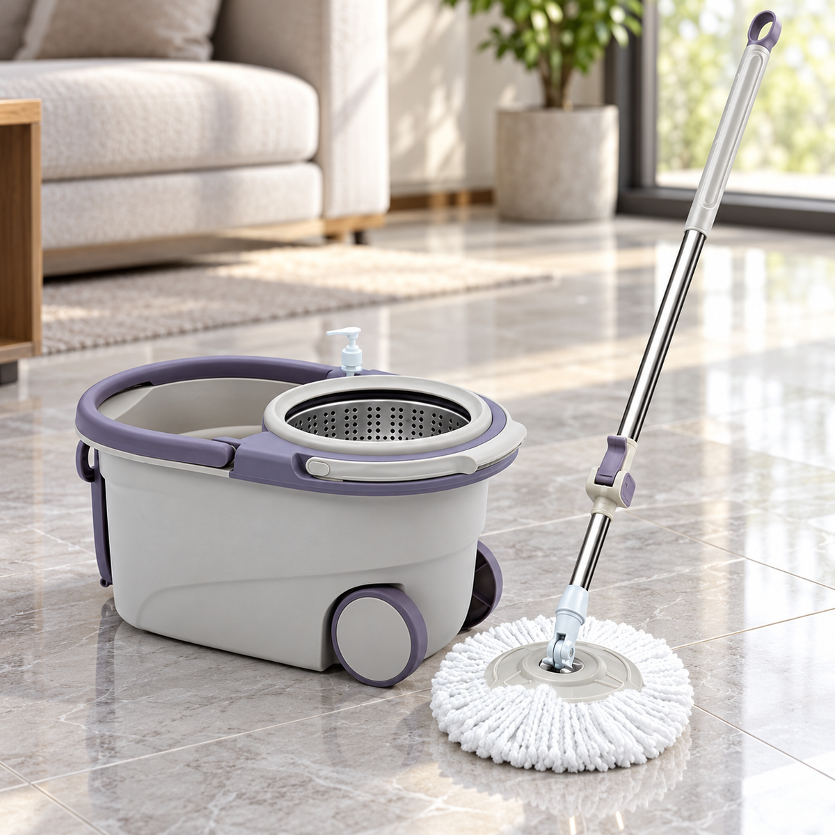 🧼 Spin Mop | Microfiber | Kitchens | Housewarming Gifts | Lavender Elegance