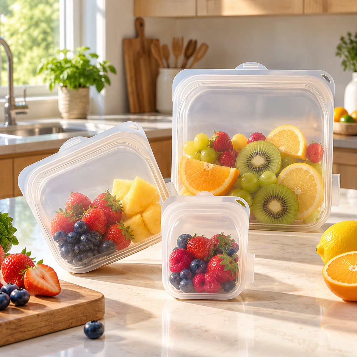 🥗 Food Storage | Silicone | Prep | Useful Gift | Clear Design