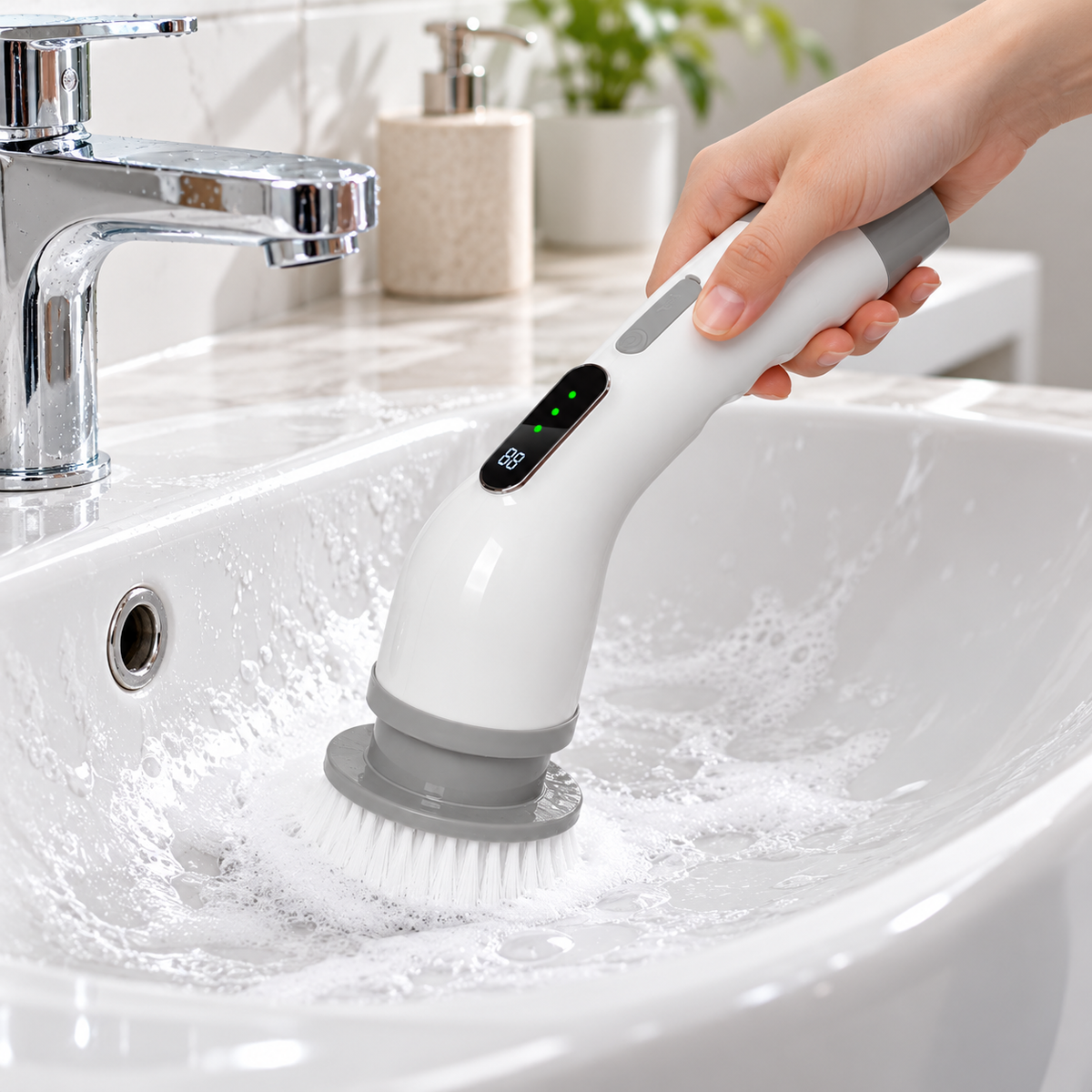 🧽 Cordless Scrubber | Plastic Body for Bathrooms | Housewarming Shine