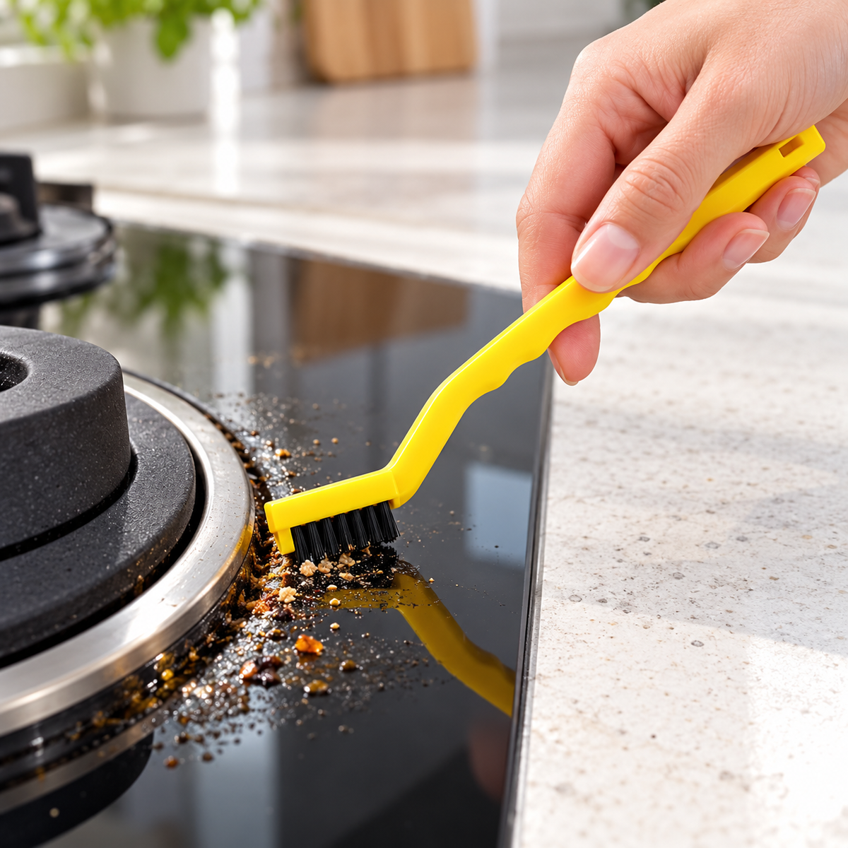 🧽 Cooktop-Cleaning | Nylon Brush for Kitchens | Housewarming Gift, Precision
