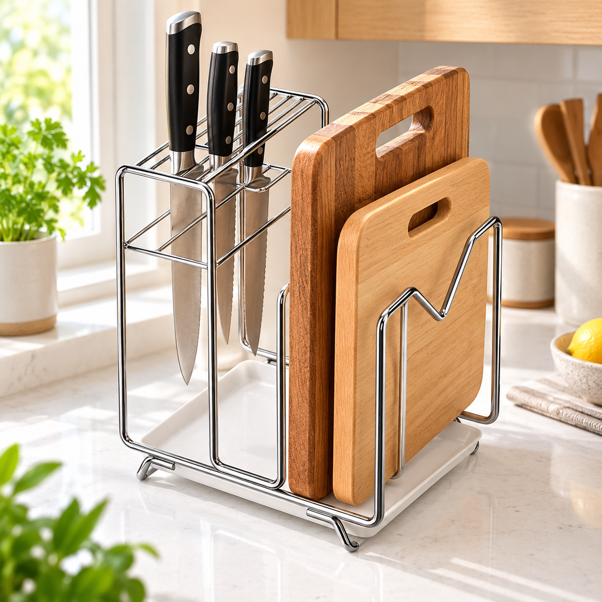 🔪 Organizer | Stainless Steel Countertop | Housewarming Gift | Sleek Silhouette