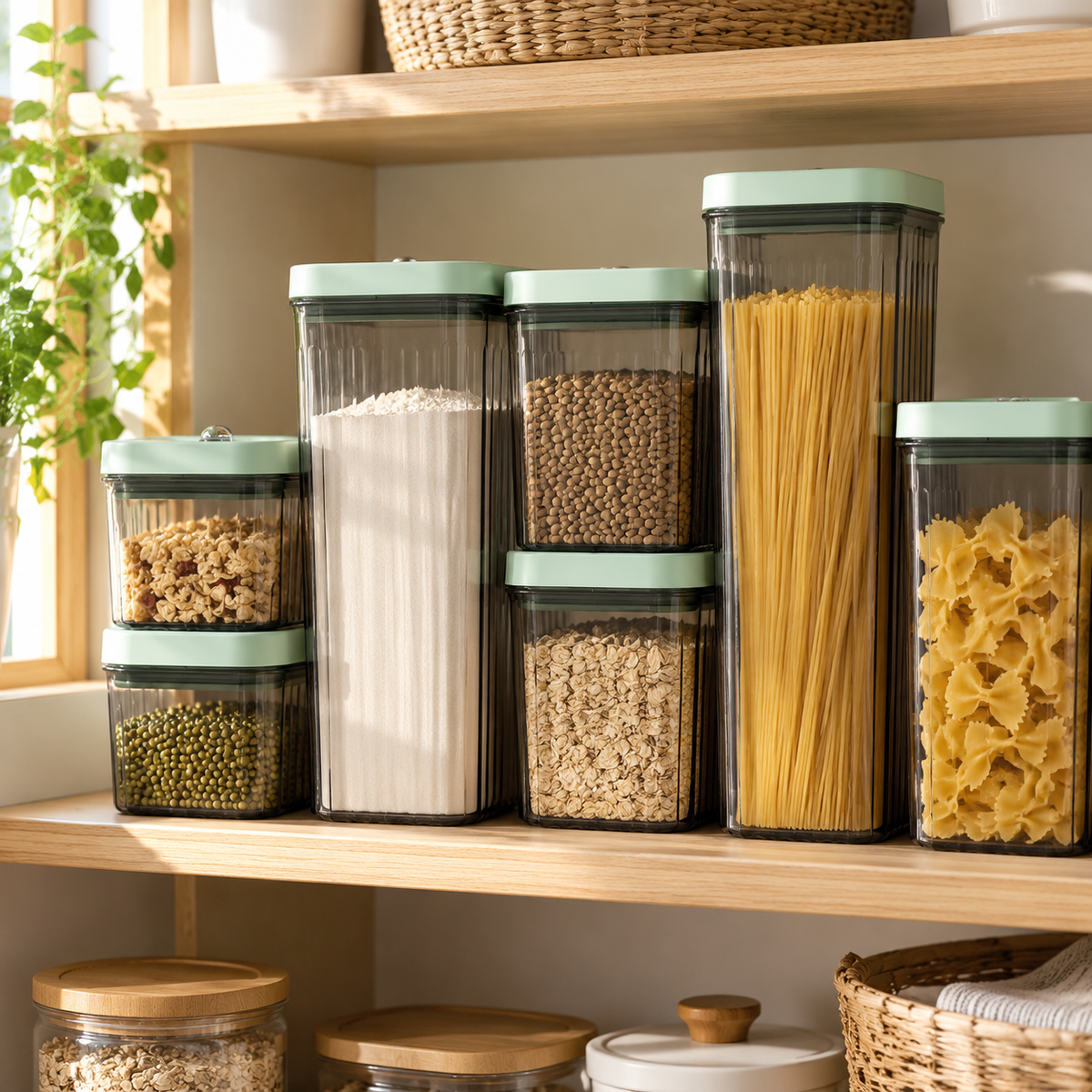 🥣 Pantry Storage | Ribbed Clear Design | Gifts for Home Cooks