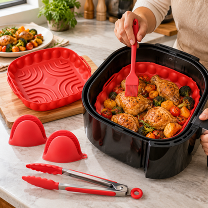 🍳 Air Fryer | Red Silicone Tools | Home Chef Favorite