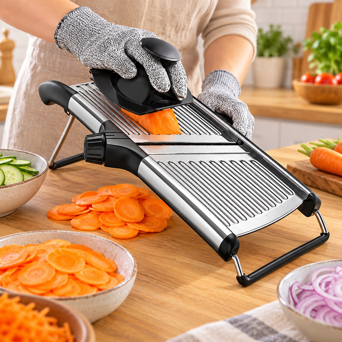 🥒 Adjustable Mandoline | Stainless Steel | Kitchen Gift | Sleek Precision