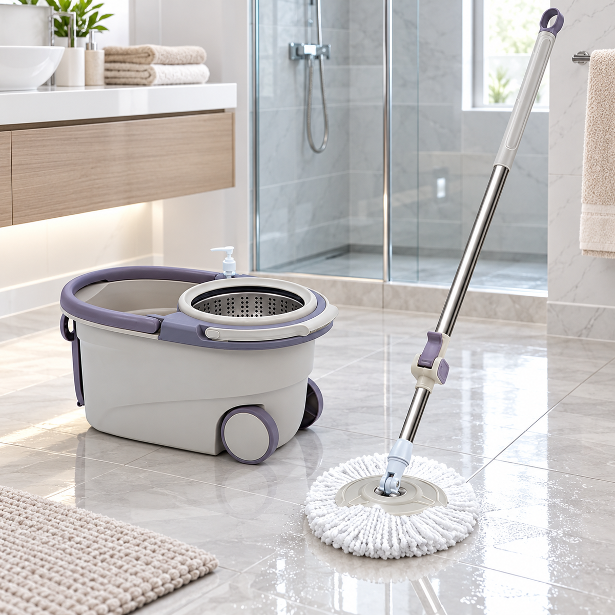 🧼 Spin Mop | Microfiber | Kitchens | Housewarming Gifts | Lavender Elegance