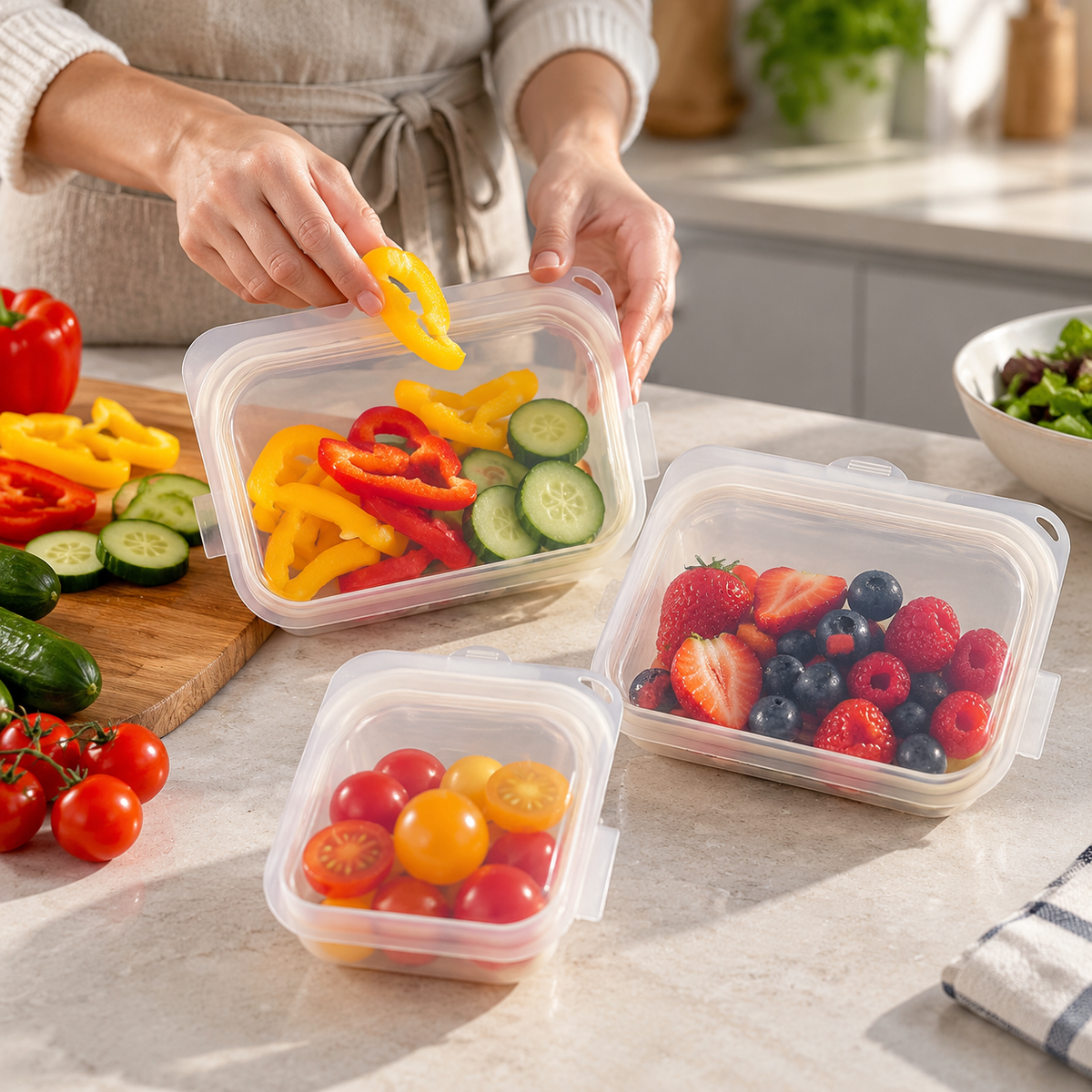 🥗 Food Storage | Silicone | Prep | Useful Gift | Clear Design
