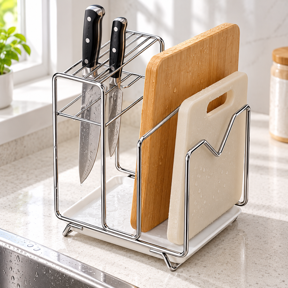 🔪 Organizer | Stainless Steel Countertop | Housewarming Gift | Sleek Silhouette