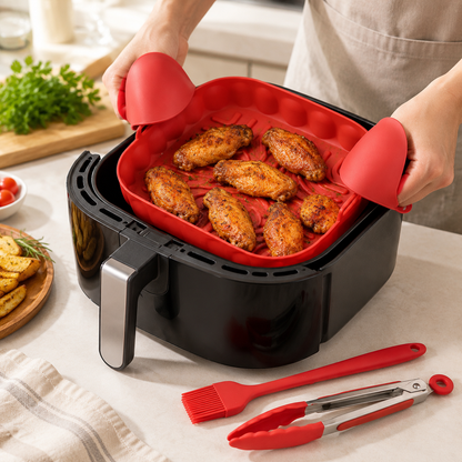 🍳 Air Fryer | Red Silicone Tools | Home Chef Favorite