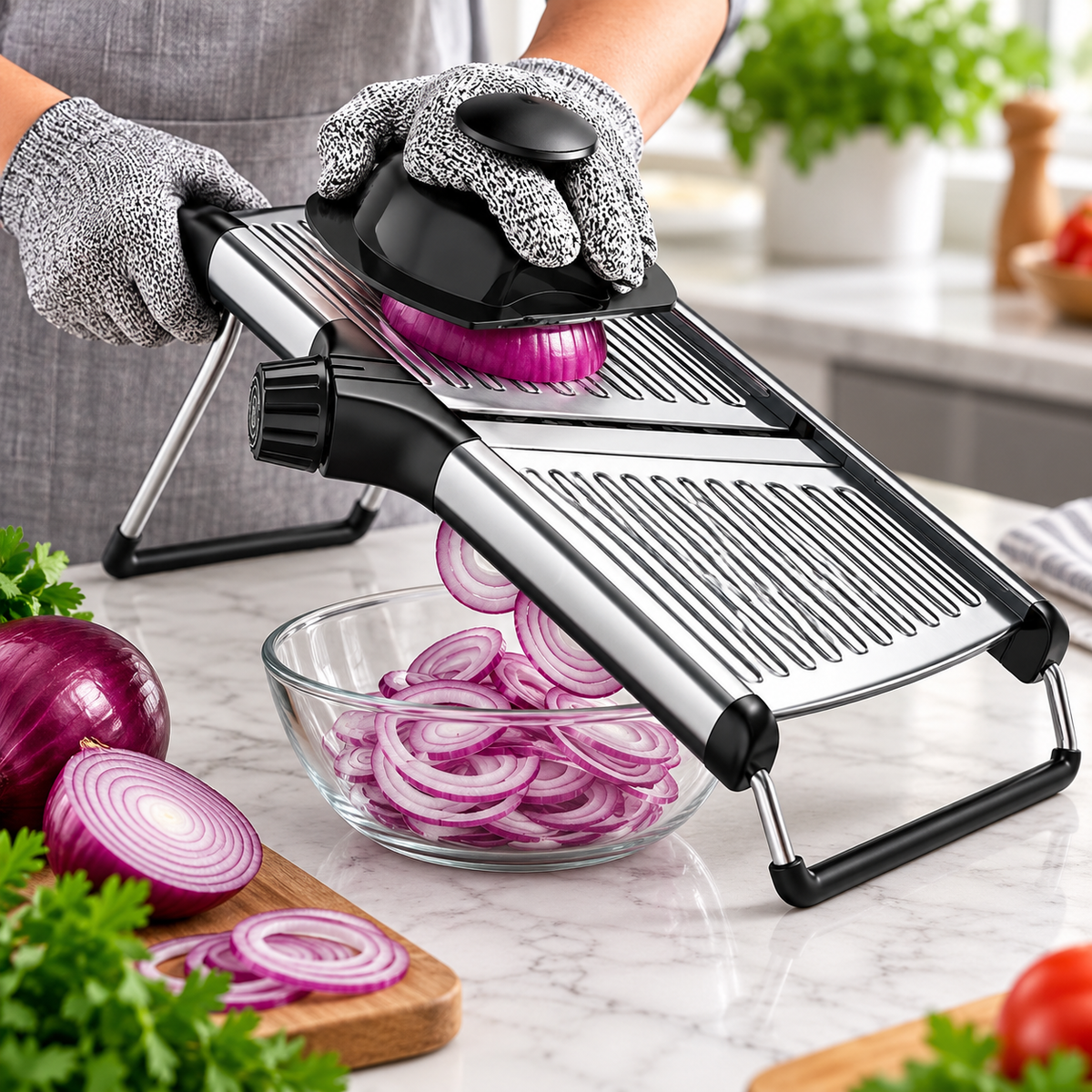 🥒 Adjustable Mandoline | Stainless Steel | Kitchen Gift | Sleek Precision