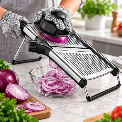 🥒 Adjustable Mandoline | Stainless Steel | Kitchen Gift | Sleek Precision