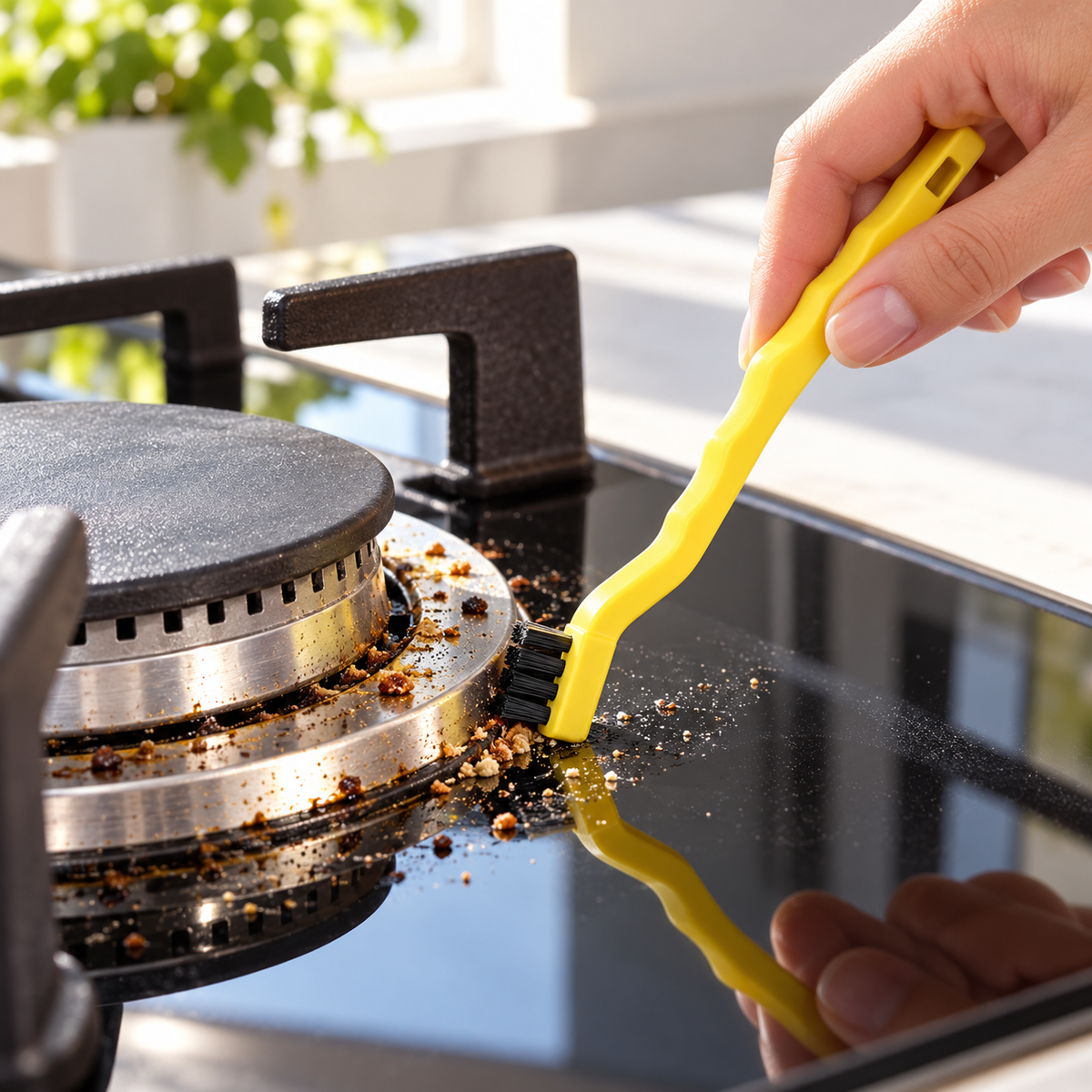🧽 Cooktop-Cleaning | Nylon Brush for Kitchens | Housewarming Gift, Precision