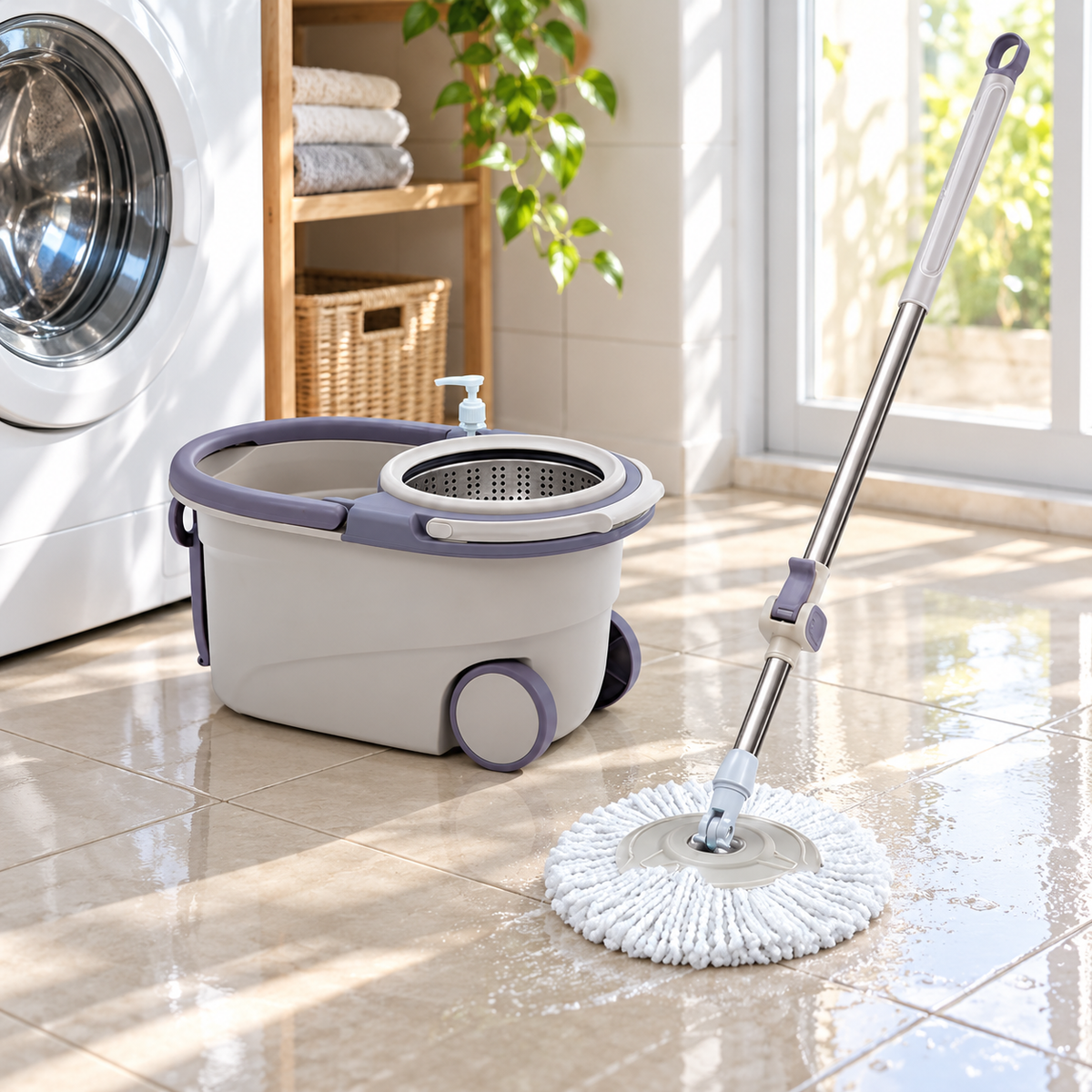 🧼 Spin Mop | Microfiber | Kitchens | Housewarming Gifts | Lavender Elegance
