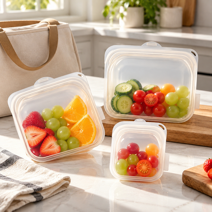 🥗 Food Storage | Silicone | Prep | Useful Gift | Clear Design