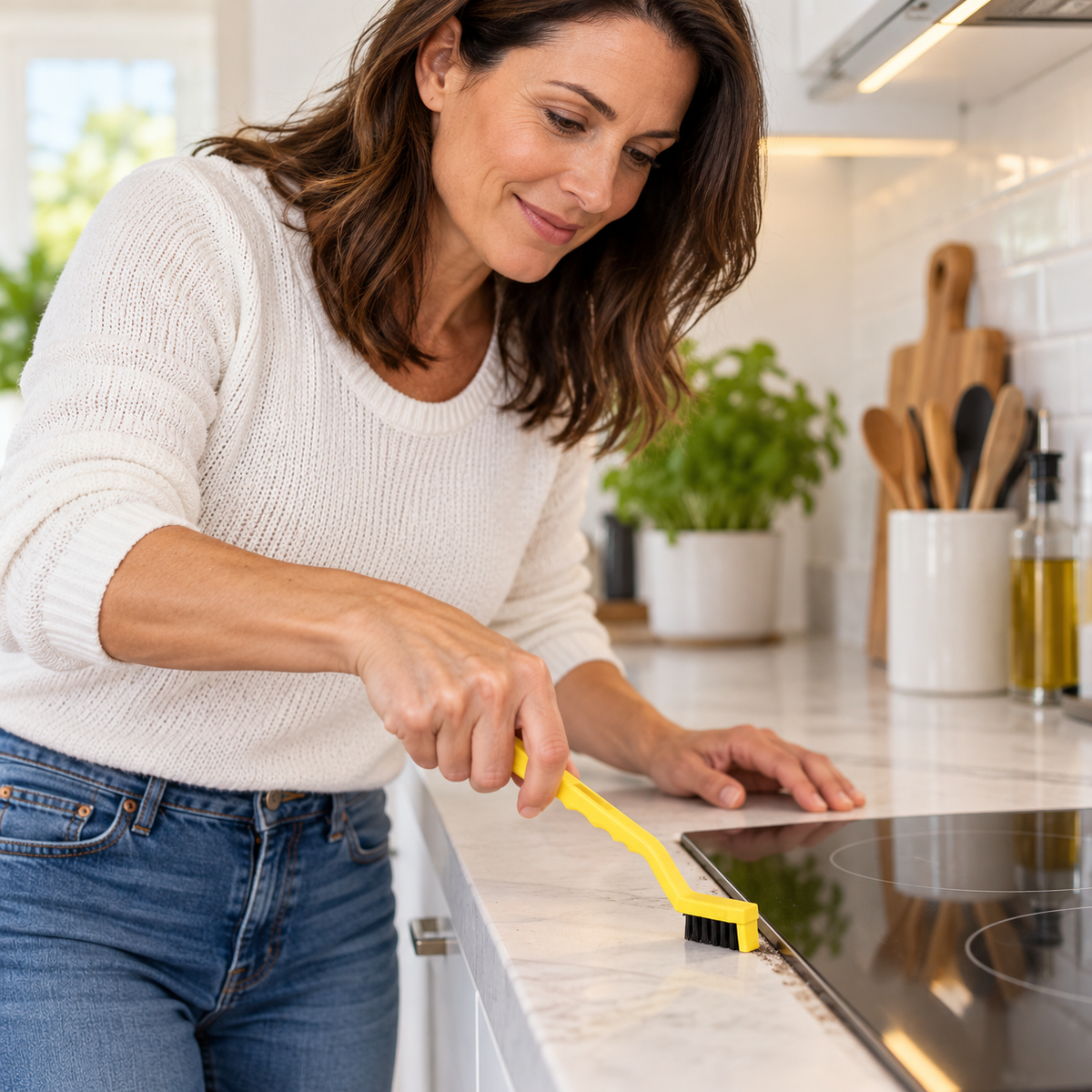 🧽 Cooktop-Cleaning | Nylon Brush for Kitchens | Housewarming Gift, Precision