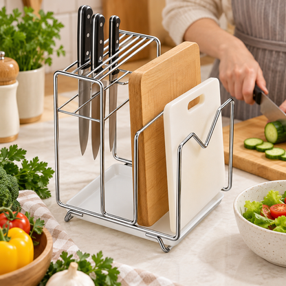 🔪 Organizer | Stainless Steel Countertop | Housewarming Gift | Sleek Silhouette