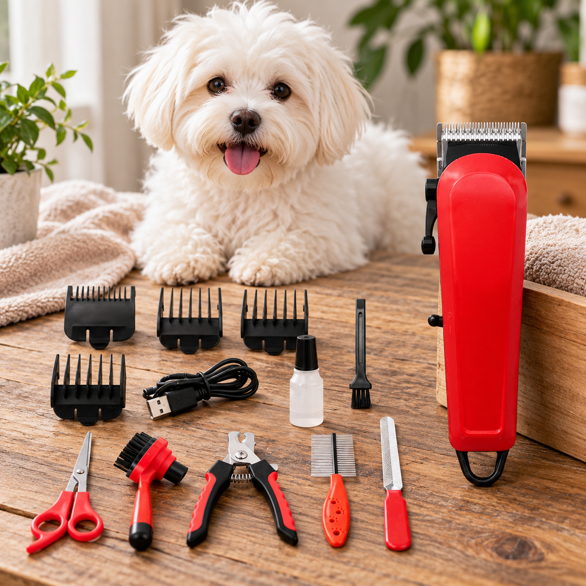 🐾 Pet Clippers | Steel Blades | Home Grooming | Owners | Red Finish
