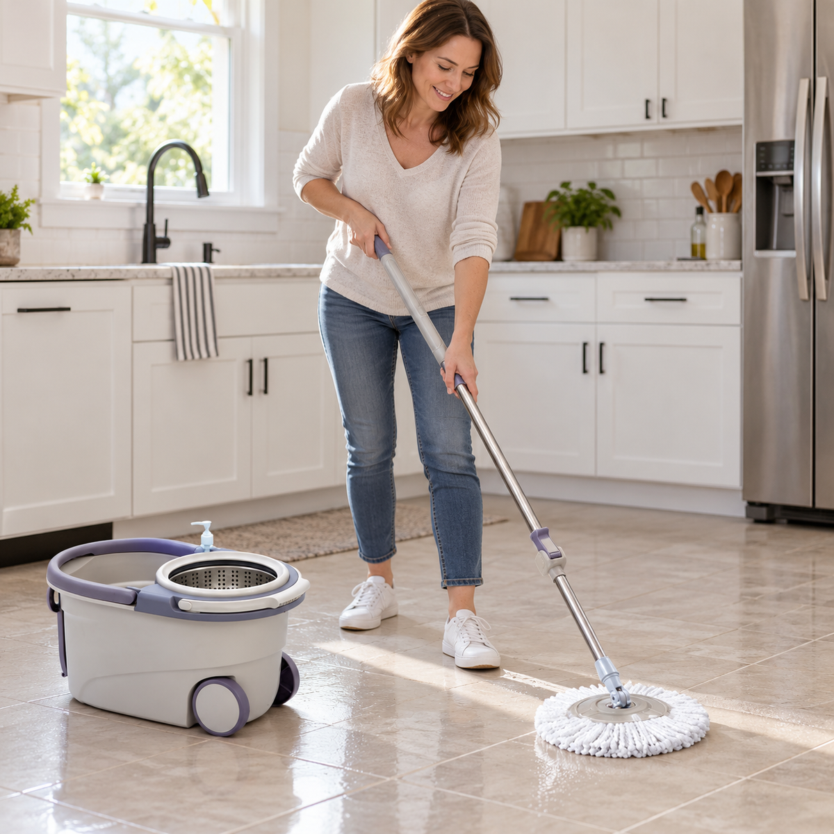 🧼 Spin Mop | Microfiber | Kitchens | Housewarming Gifts | Lavender Elegance
