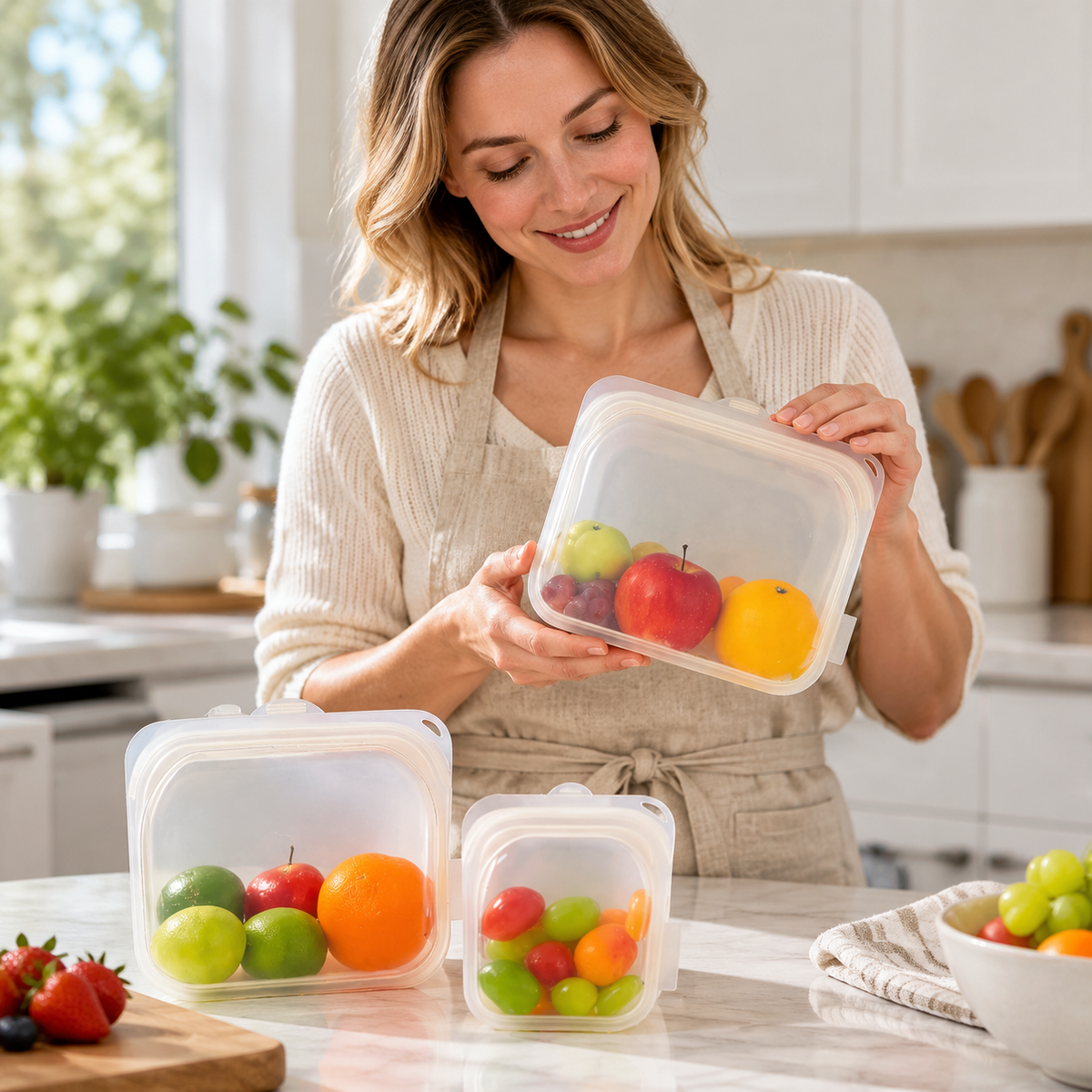 🥗 Food Storage | Silicone | Prep | Useful Gift | Clear Design