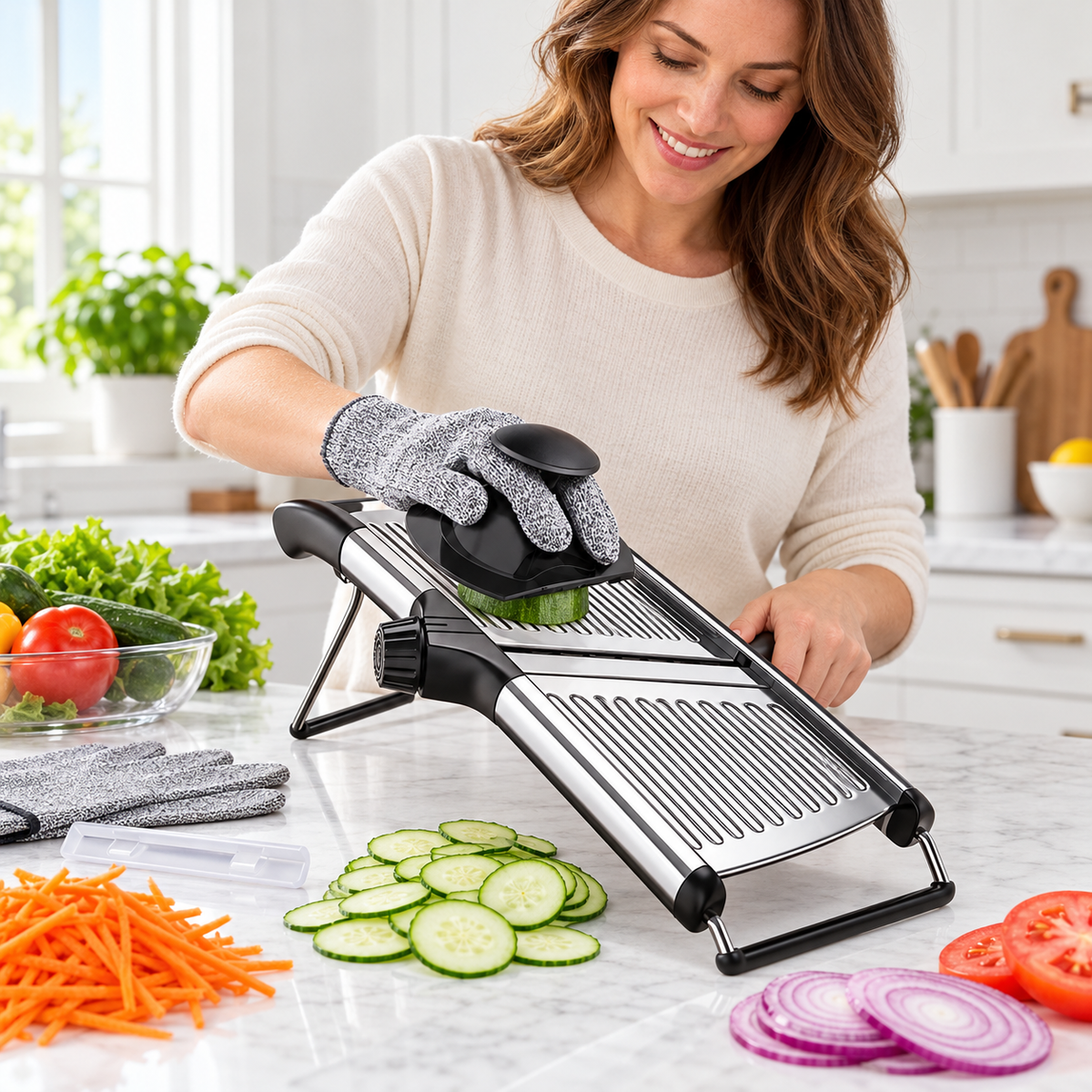 🥒 Adjustable Mandoline | Stainless Steel | Kitchen Gift | Sleek Precision
