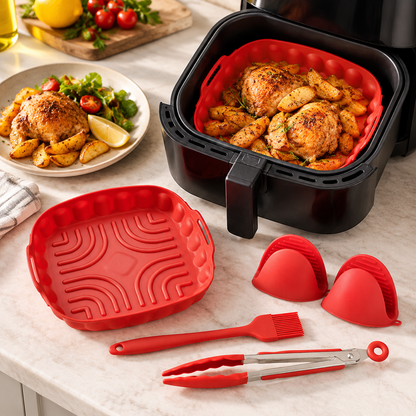🍳 Air Fryer | Red Silicone Tools | Home Chef Favorite